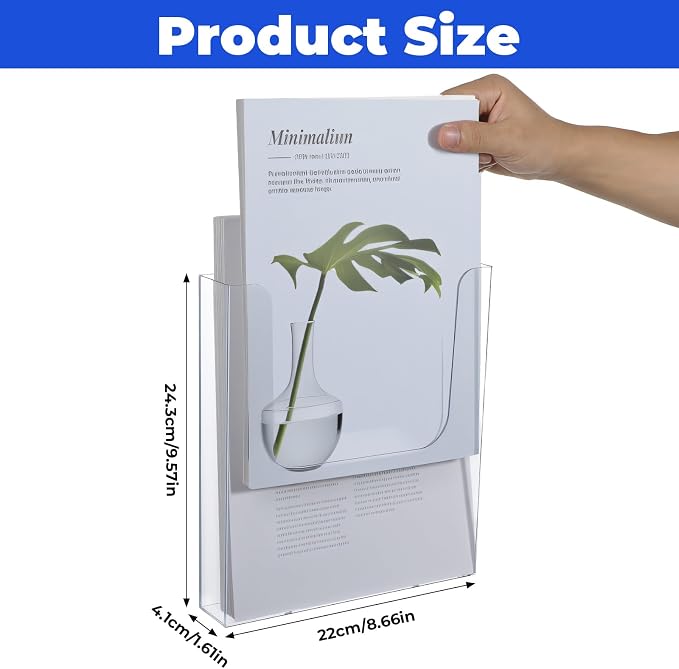 3 Pack Acrylic Brochure Holder Wall Mount, 8.5 x 11 inch Clear Plastic Flyer - Image 2