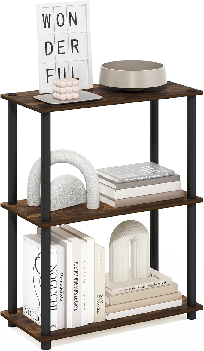 Furinno Turn-N-Tube Storage Shelves, 3-Tier Book Shelf, Corner Shelf, Toolless by Furinno-FitsYourSpaceFitsYourBudget