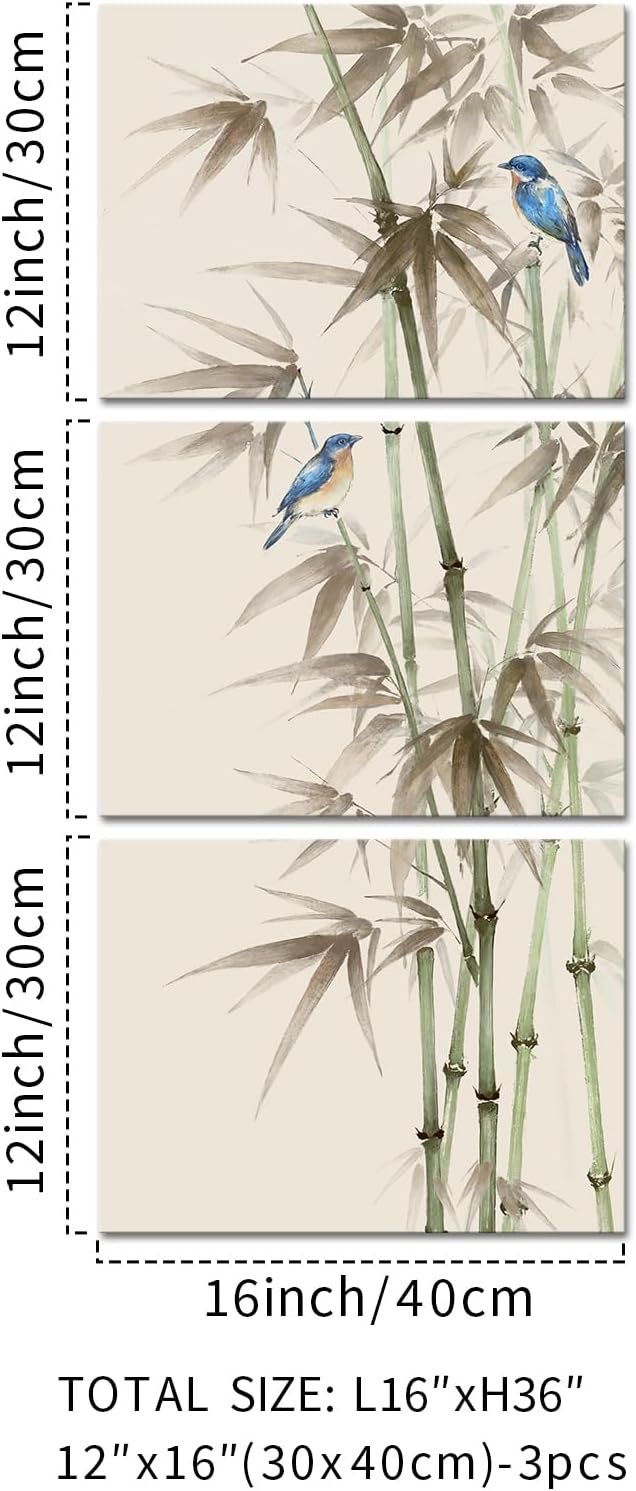 KREATIVE ARTS 3 Piece Bamboo Canvas Wall Art Set Zen Print - Image 6