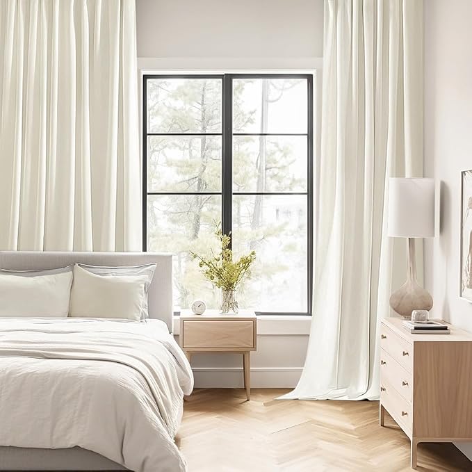 MIULEE Cream Back Tab Blackout Curtains 120 Inch Long 2 Panels Set - Image 2