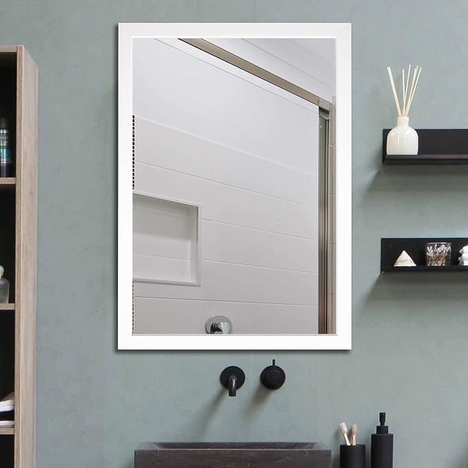 BOMINICA Rectangular Wall Mirror 20” x 28” Bathroom Mirror Framed Wall Mirror - Image 6