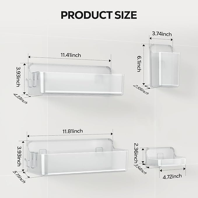 Nieifi Adhesive Wall Shelf, Shower Shelves, Shower Organizer - Image 2