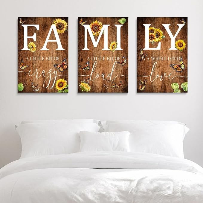 GUBIYU Farmhouse Family Wall Art Set of 3, Rustic Wall Decor - Image 5