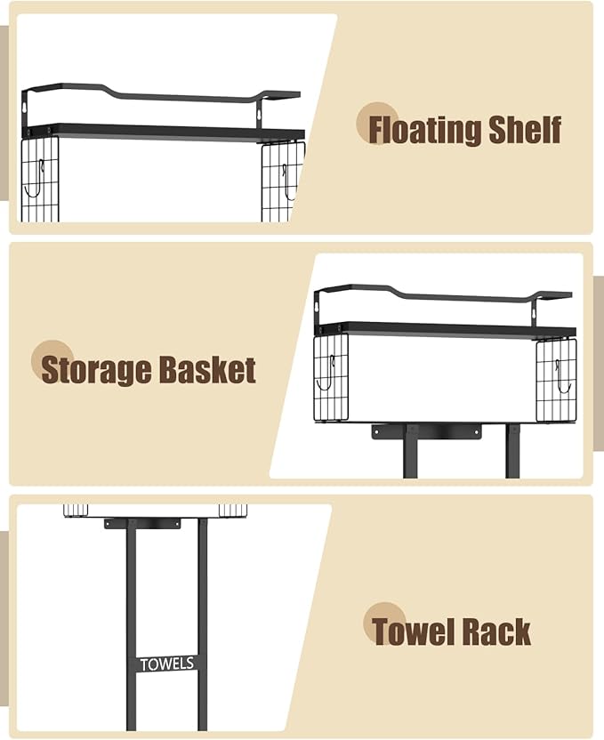 Aetyord Towel Racks for Bathroom 31inch Wall Mounted Towel Rack, Floating Shelf - Image 3