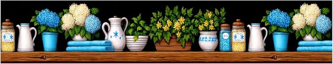 Kitchen Shelf Wallpaper Border 196x4 Inch Removable Wall Border Peel and Stick - Image 2
