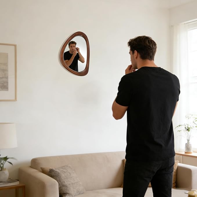 MAGFLERUM Irregular Wall Mirror, 15 * 10 inch Asymmetrical Wood Mirrors - Image 8
