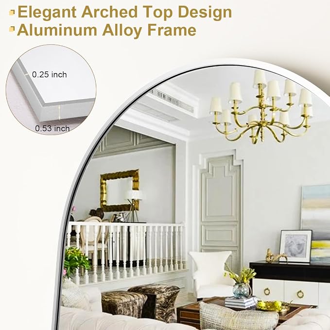 HARRITPURE 56"x21" Arched Full Length Mirror Free Standing Floor Mirrors - Image 4