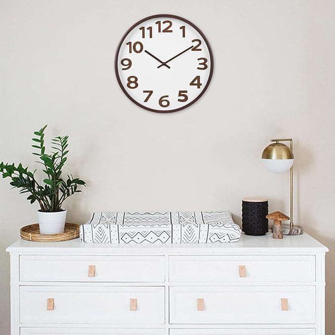 Modern Wood Farmhouse Wall Clock 16 Inch Large Vintage Wall Clocks Battery - Image 3