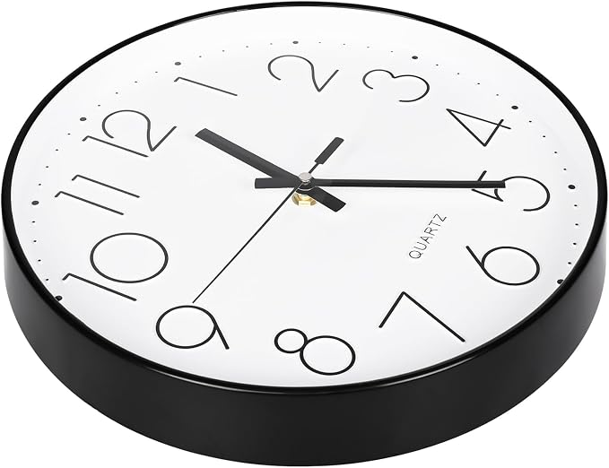 8 Inch Small Black Wall Clocks Silent Non Ticking Battery Operated - Image 7