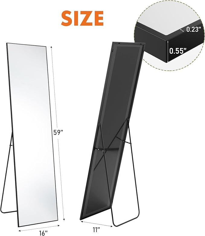 Sweetcrispy 59"x16" Full Length Mirror, Leaning or Standing Full Body Mirror - Image 5