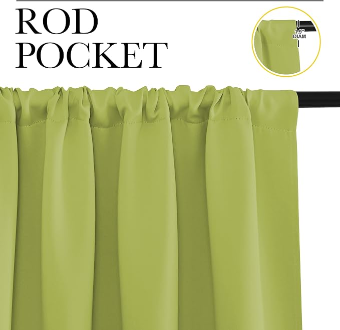 NICETOWN Fresh Green Kitchen Curtains, Short Blackout Curtains & Drapes - Image 2