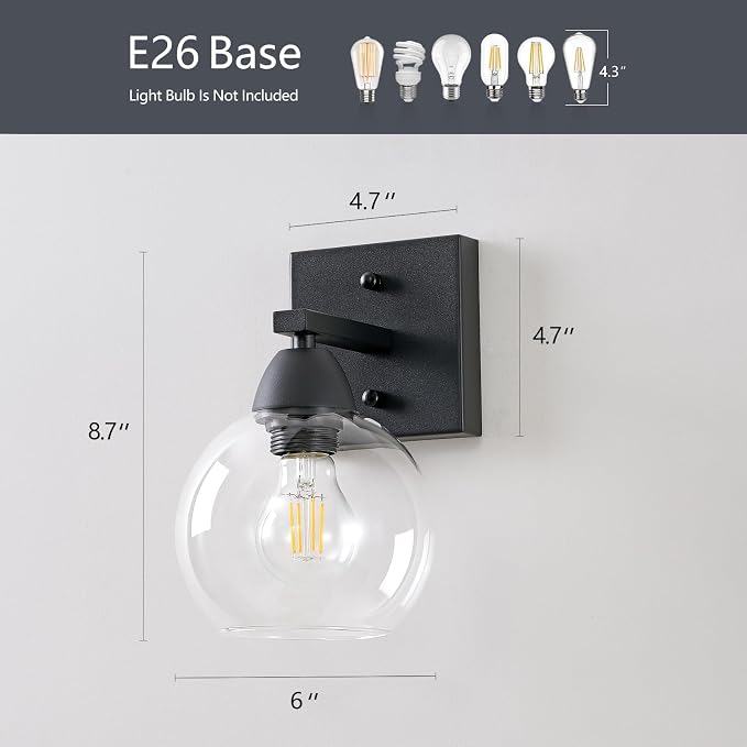 Bathroom Light Fixtures, 1-Light Matte Black Vanity Light - Image 5