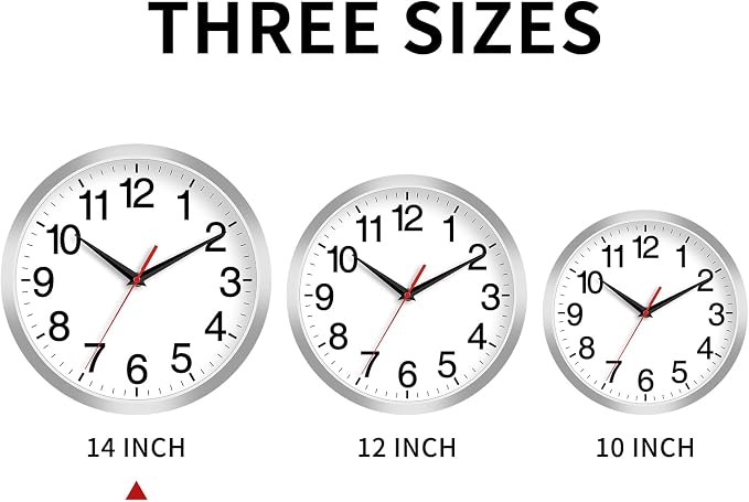 Rohioue 14 Inch Wall Clock Modern Battery Operated Silent Non Ticking Analog - Image 3