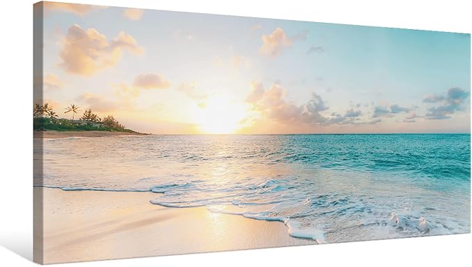 Goldfoilart Ocean Beach Sunset Canvas Wall Art - Image 8