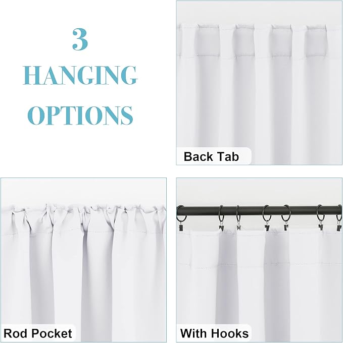 RYB HOME White Curtains for Living Room, Privacy Thermal Insulating Window - Image 2