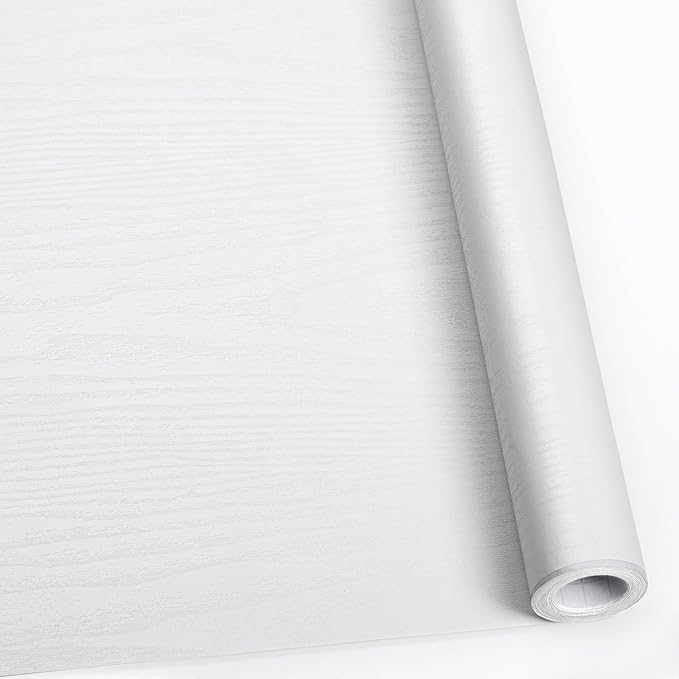 Abyssaly White Wood Contact Paper 11.8 in X 197 in Decorative Self-Adhesive Film by Abyssaly