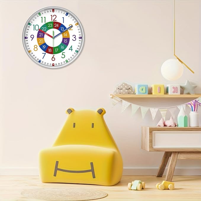 XFM Wall Clock for Kids 16 Inch Kids Teaching Wall Clocks Battery Operated - Image 2