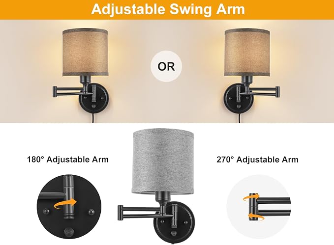 Plug in Wall Sconces with Remote Control, Dimming 10%-100% & Adjustable Colors - Image 5