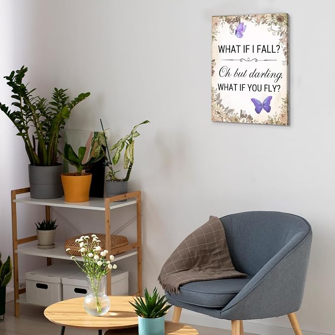 Inspirational Purple Butterfly Wall Art Decor, What If You Fly Motivational - Image 5