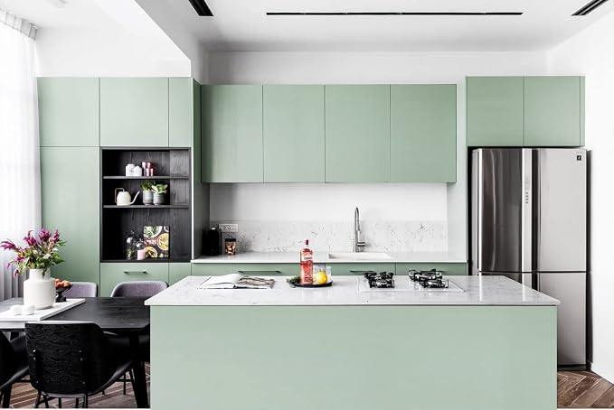 Dimoon 236''x17.7'' Green Peel and Stick Wallpaper Contact Paper Modern Self - Image 3