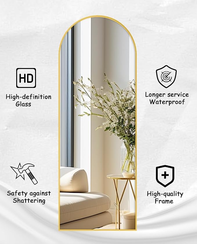 Rowjut 64"x21"Floor Mirror Arched Full Length Mirros, Mirror Floor Length - Image 5