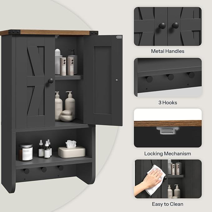 MAHANCRIS Bathroom Wall Cabinet, Farmhouse Medicine Cabinet - Image 7