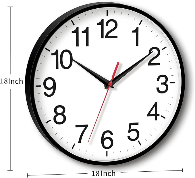 Rohioue 18 Inch Wall Clock, Modern Battery Operated Wall Clocks, Silent Non - Image 3