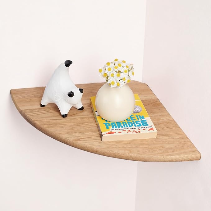 Gieanoo Corner Floating Shelf 16inch Solid Oak Wood Floating Corner Shelf by GIEANOO