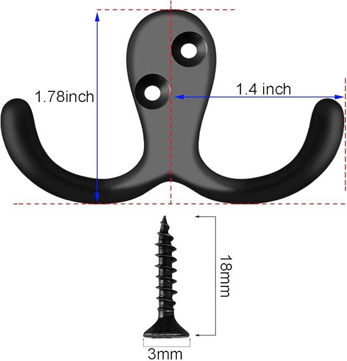 IBosins 16 Pack Heavy Duty Double Prong Coat Hooks Wall Mounted - Image 2