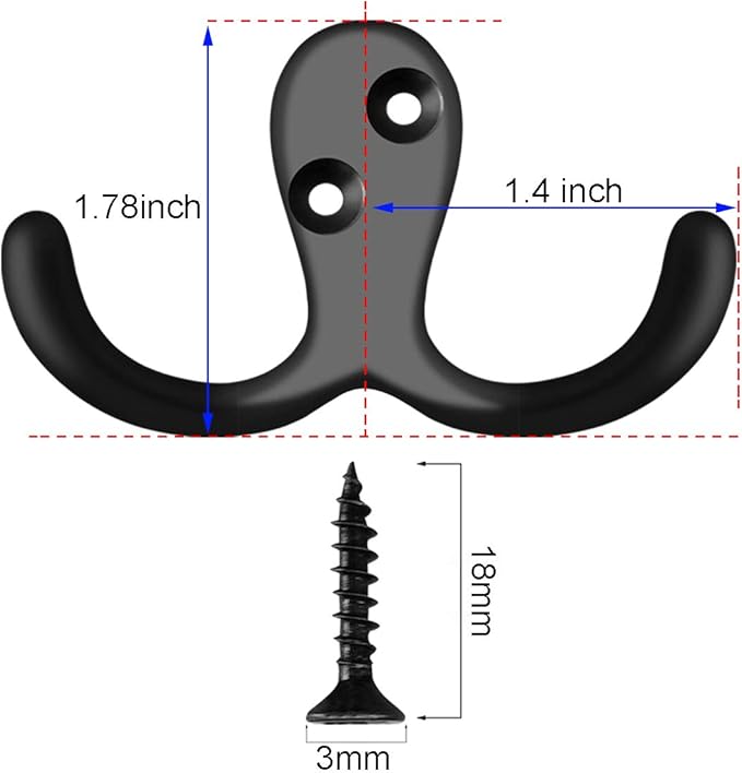 IBosins 20 Pack Heavy Duty Double Prong Coat Hooks Wall Mounted - Image 2