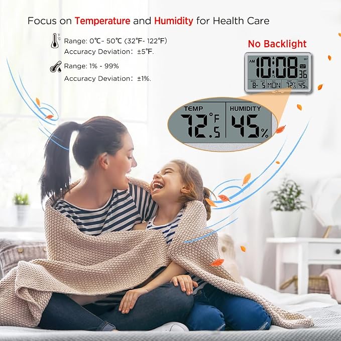 WallarGe Auto Set Digital Wall Clock Battery Operated, Desk Clocks - Image 3