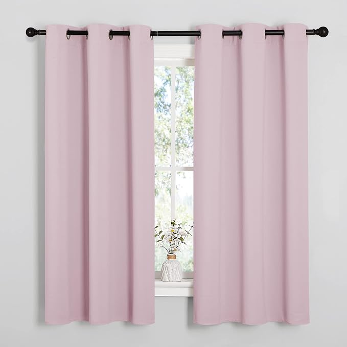 NICETOWN Baby Pink Blackout Curtains 40 inches Length by NICETOWN
