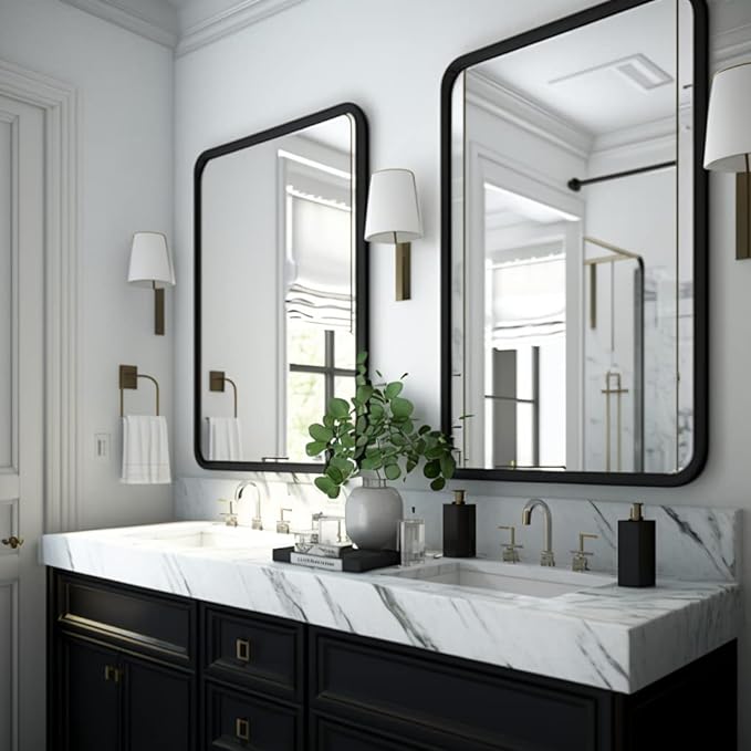 USHOWER 2-Pack Black Bathroom Mirrors by USHOWER