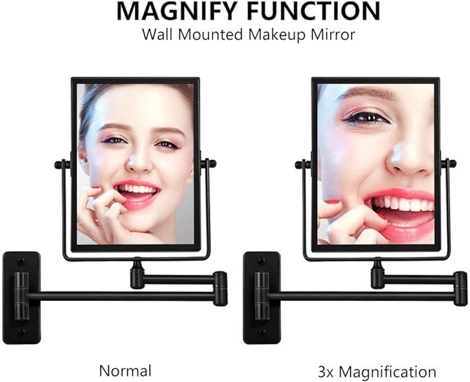 QiMH 3X Magnified Wall Mounted Mirror, Rectangular 8x6 Inch - Image 3