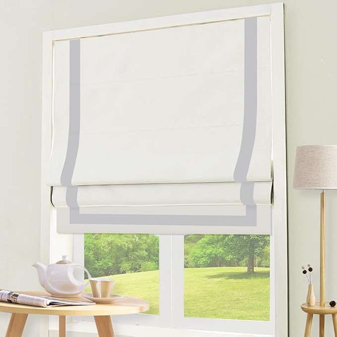 DEJAVU Roman Shades with Ribbon Border by DEJAVU