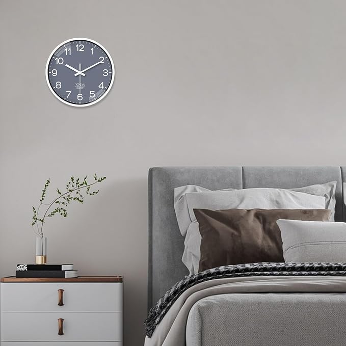 XNM Minimalist Wall Clocks Battery Operated Grey Analog Wall Clock - Image 4