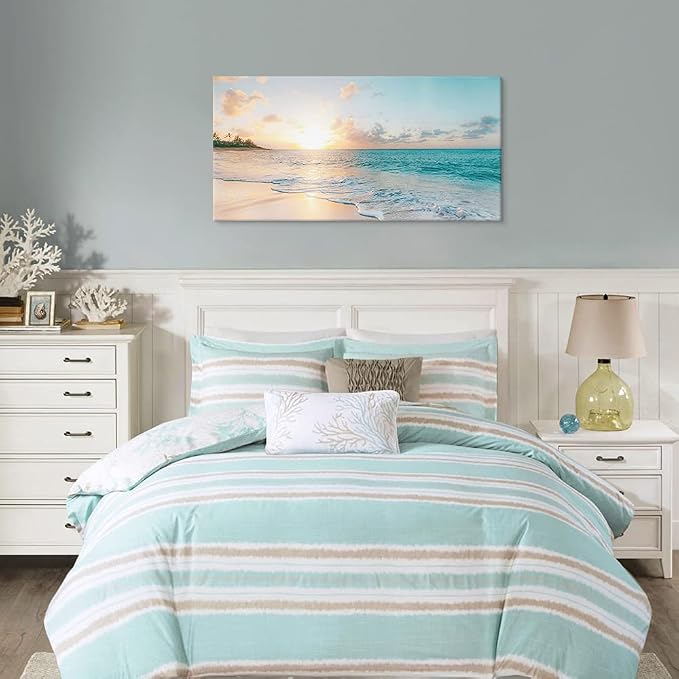 Goldfoilart Ocean Beach Sunset Canvas Wall Art - Image 6