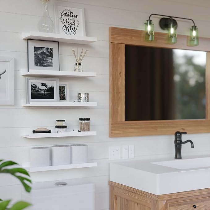 RICHER HOUSE 5 Set White Floating Shelves, Wall Mounted Shelves - Image 2