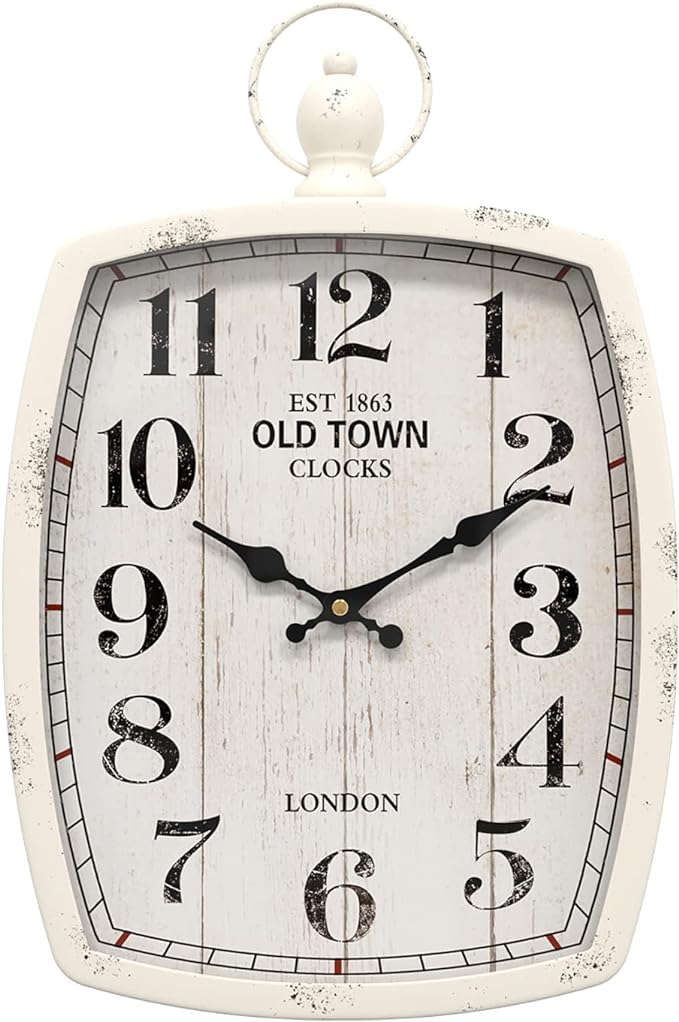 Menterry Large Retro Rectangle Wall Clock, Battery Operated Silent Decor Wall by Menterry