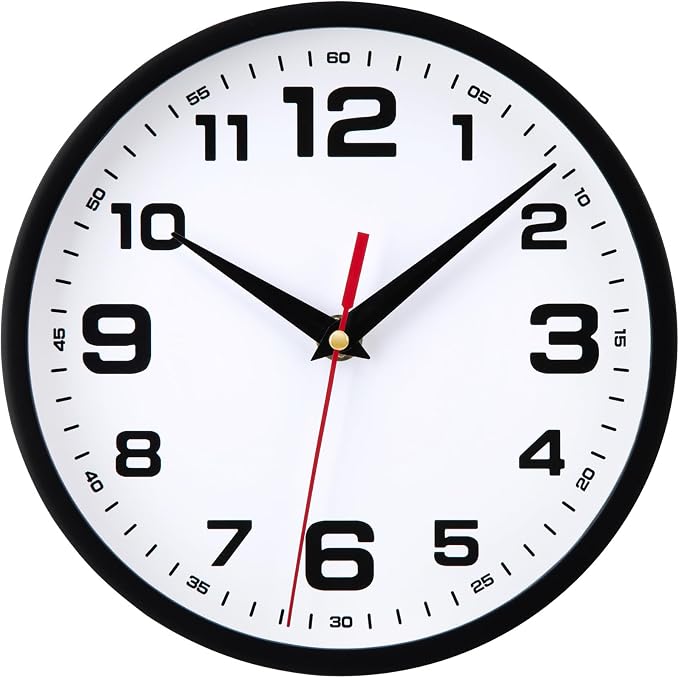 Wall Clock Silent Non-Ticking Modern Clocks Battery Operated 8 Inch Small by Warminn