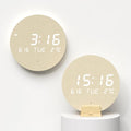 mooas Wood Moon Cordless Mini Digital LED Wall Clock, Temperature, Auto by mooas