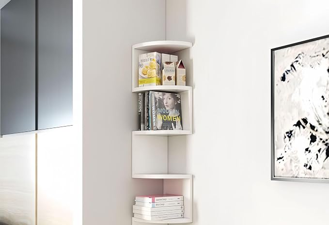 No-Drill Corner Shelf Wall Mount, 5-Tier Floating Corner Bookshelf - Image 7