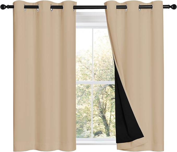 NICETOWN Biscotti Beige Bedroom Full Blackout Curtain Panels, Super Thick by NICETOWN