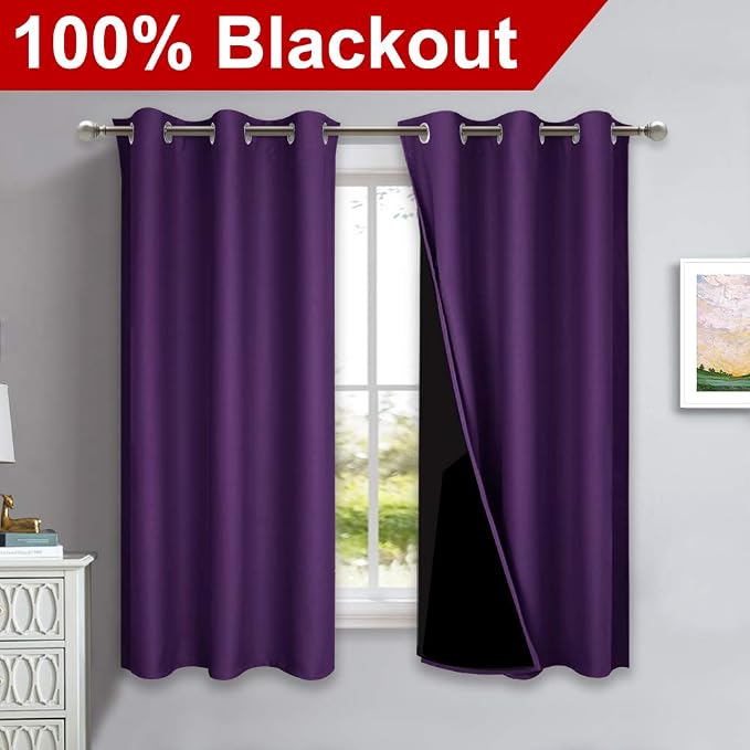 NICETOWN 100% Blackout Short Curtains - Image 2
