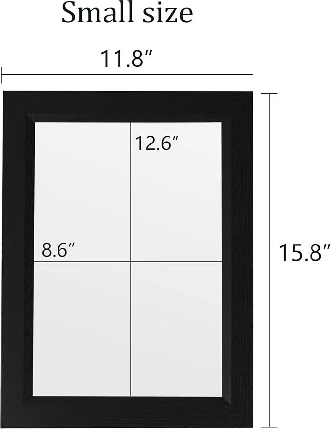 Small Rustic Black Bathroom Mirror, 11.8x15.8 Inch Wooden Frame Rectangle Wall - Image 3