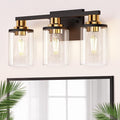 DORESshop Bathroom Light Fixtures, 3-Light Black and Gold Bathroom Lights Over by DORESshop