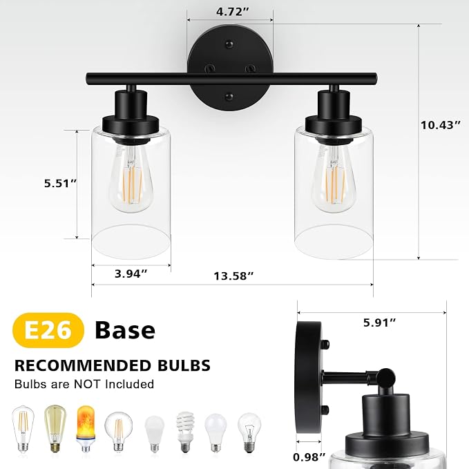 Unicozin 2 Light Vanity Lights, Bathroom Light Fixtures, Wall Lights - Image 4
