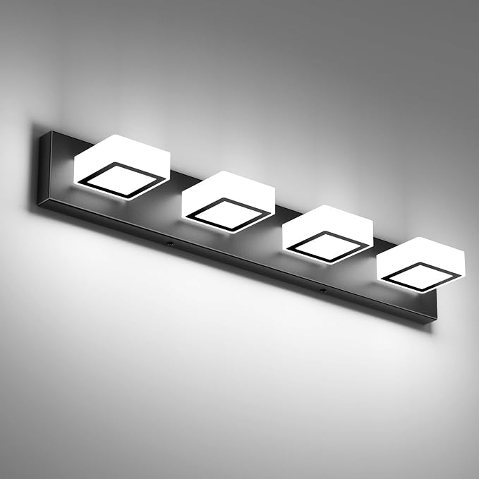 Ralbay Black Bathroom Vanity Lights 30inch Metal Acrylic LED Modern Bathroom by RalbayLighting