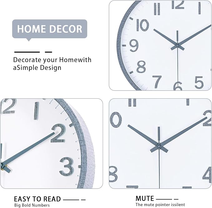 Wall Clocks Battery Operated 12 inch Modern Wall Clock, Silent Non Ticking Wall - Image 3
