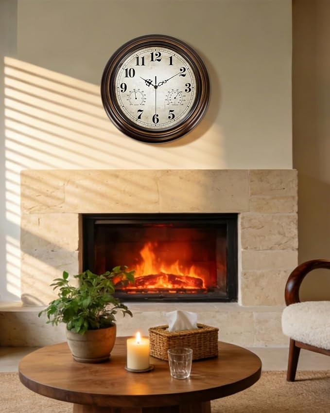 Vintage Wall Clock 13 Inch Quartz Silent Non-Ticking Analog Clock - Image 7